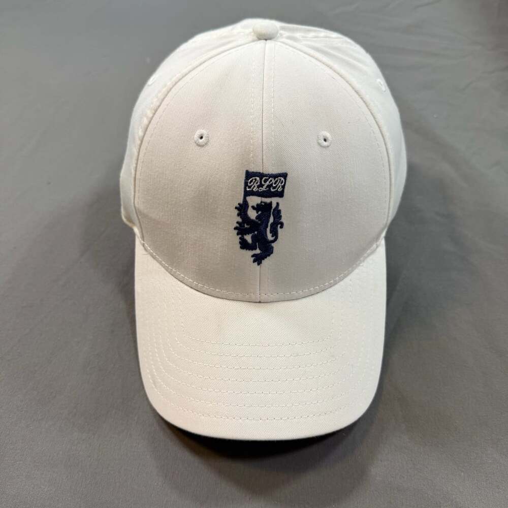 White Baseball Cap with RLR Flag Crest and Lion Rampant Embroidery